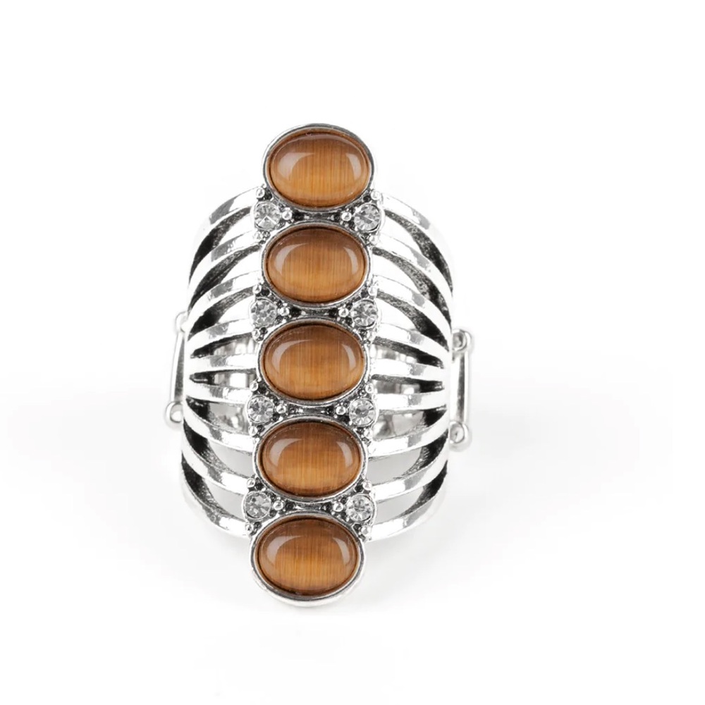Brown and Silver Statement Ring